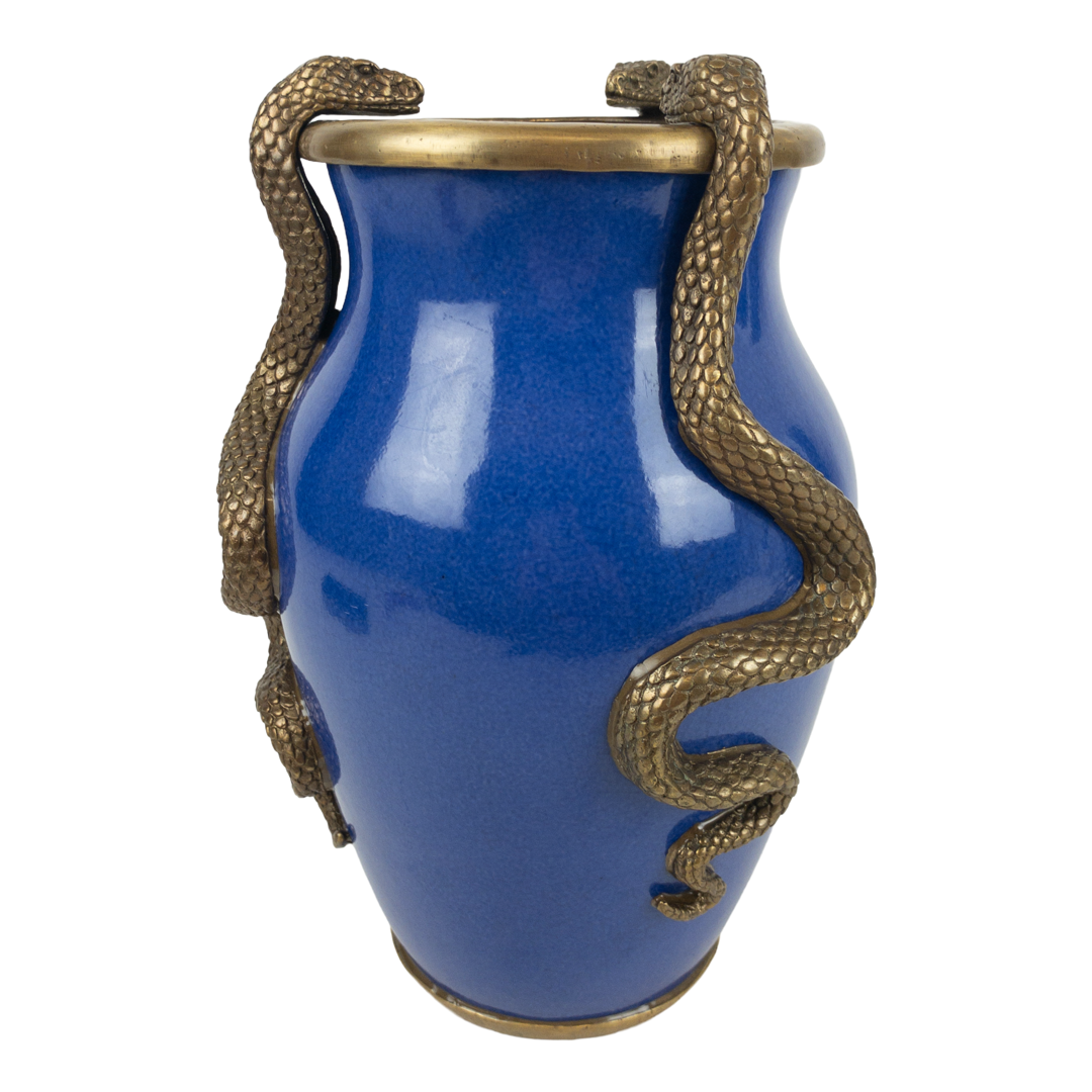 House Of Hackney Brass Snake  Adorned Ceramic Vase