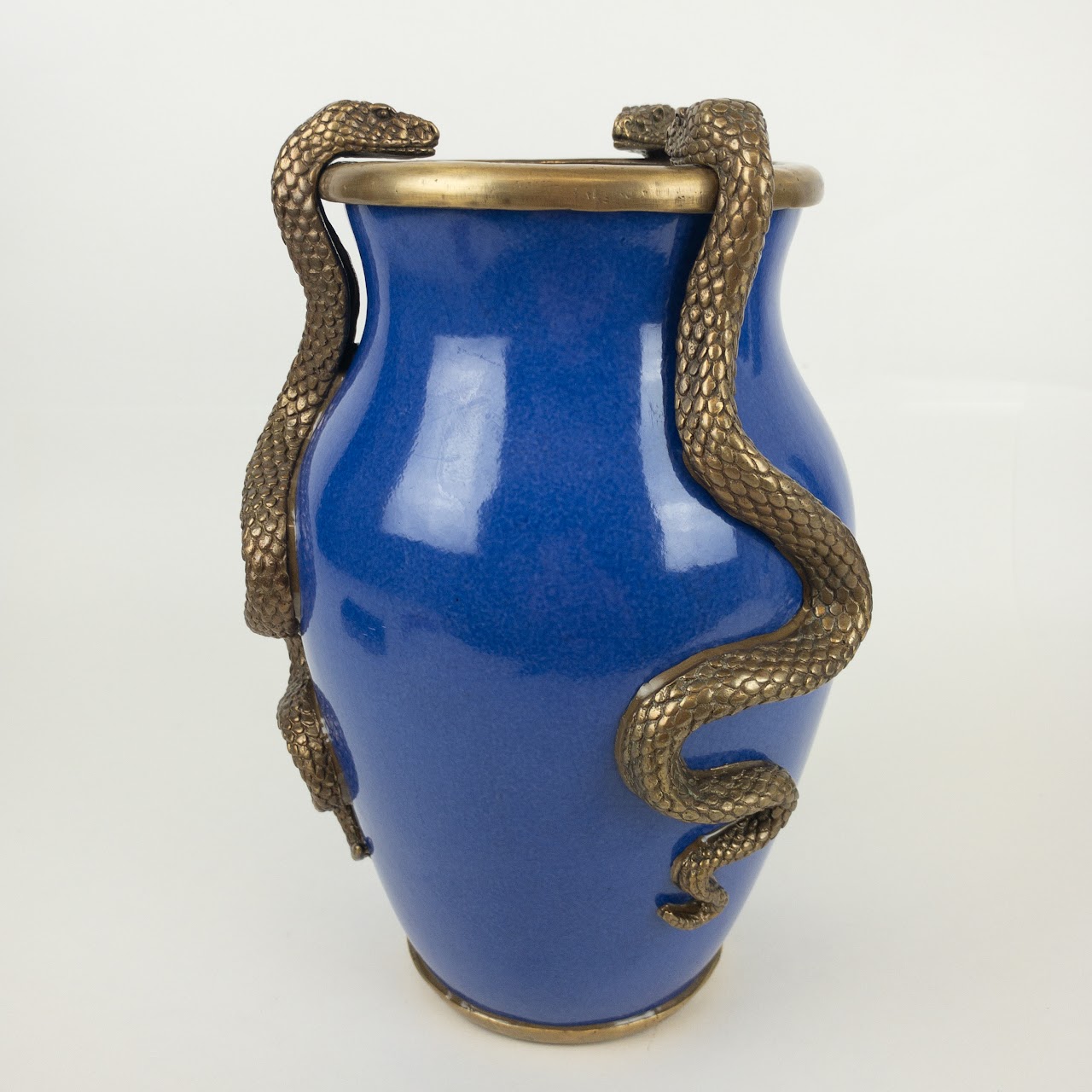 House Of Hackney Brass Snake  Adorned Ceramic Vase