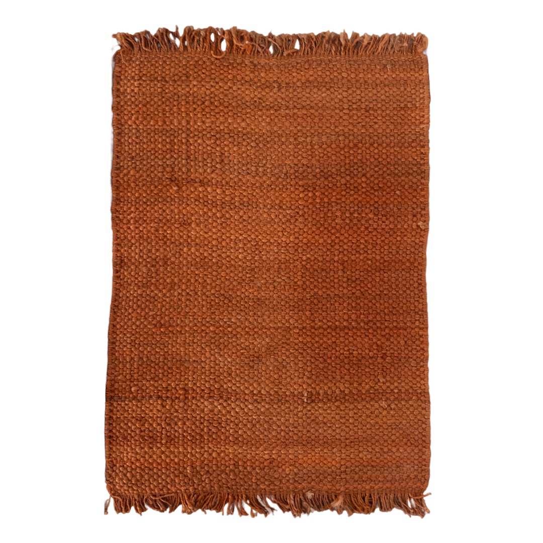 Woven Burnt Orange Jute Area Rug