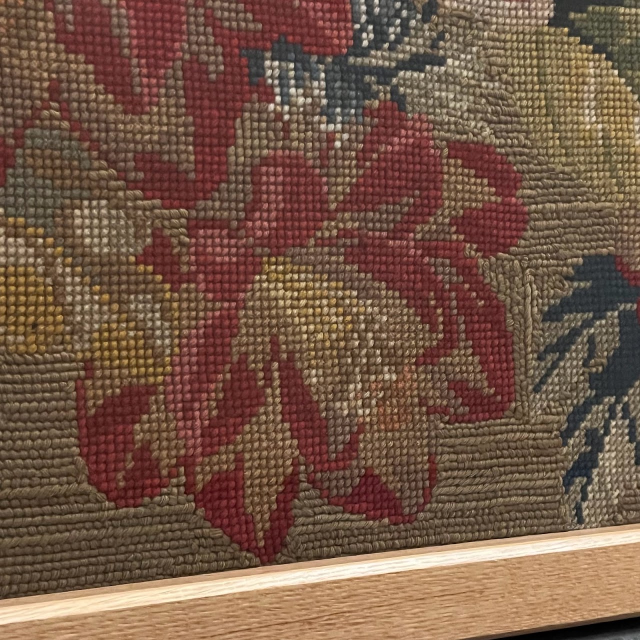 Antique Floral Needlepoint Tapestry