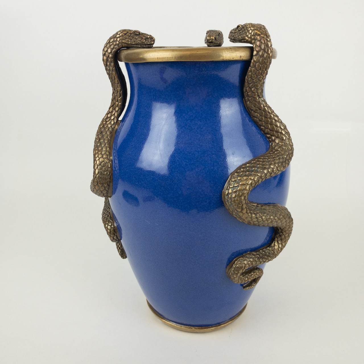 House Of Hackney Brass Snake  Adorned Ceramic Vase