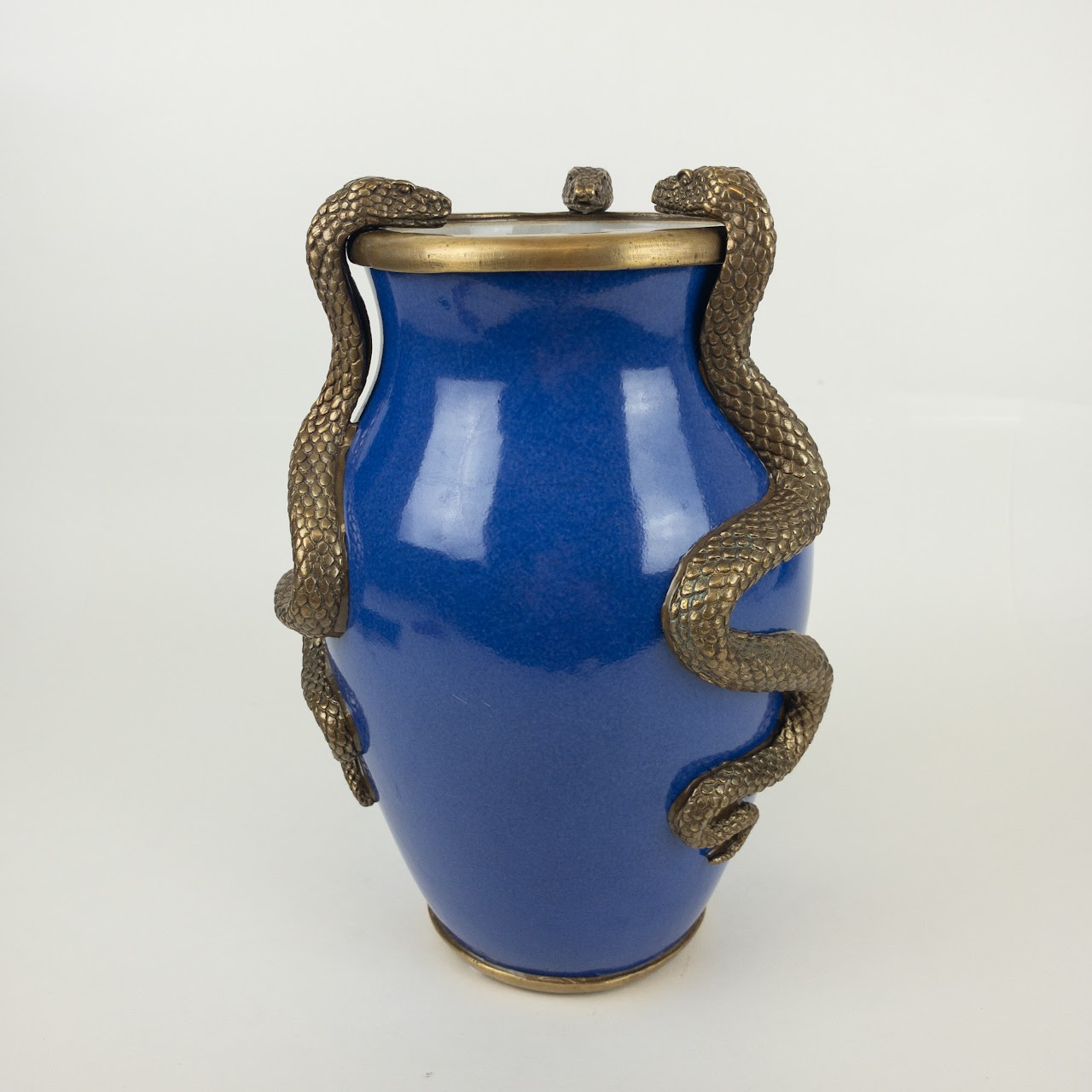 House Of Hackney Brass Snake  Adorned Ceramic Vase