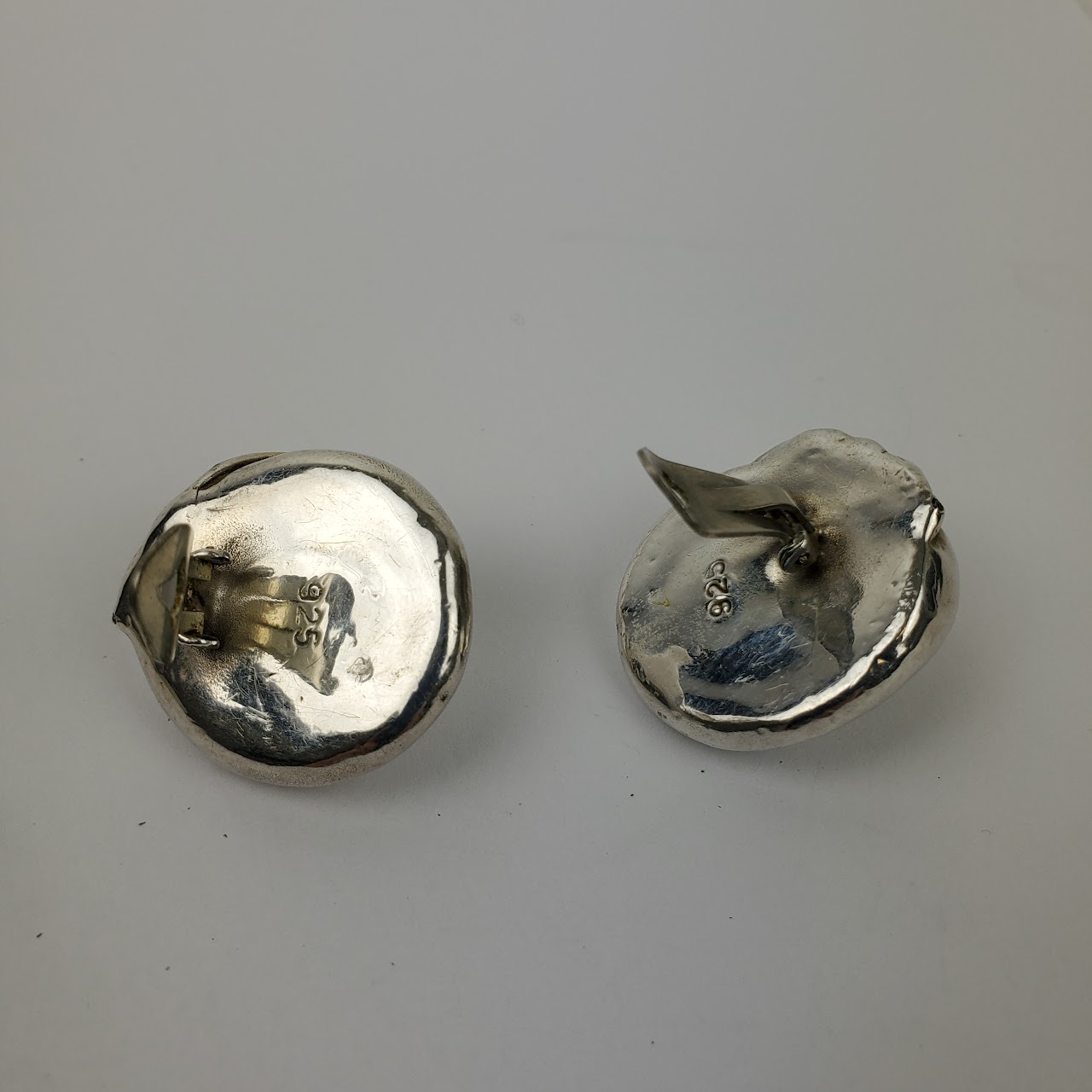 Sterling SIlver Deco Style Clip Earrings