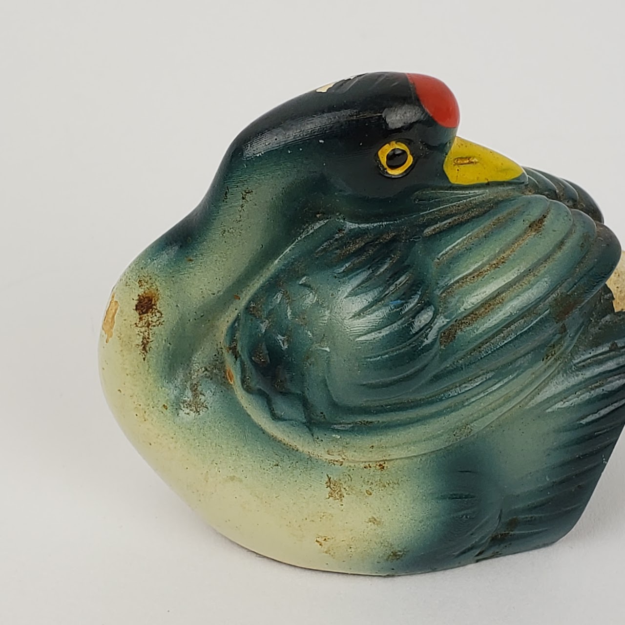 Vintage Chalkware Goldfinch, Parrot & Swan Bird Pencil Sharpener Set