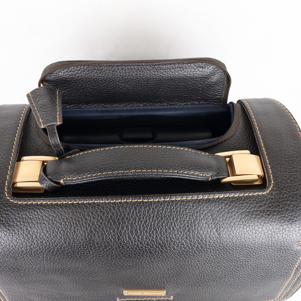 Brooks Brothers Leather Rolling Weekender Bag