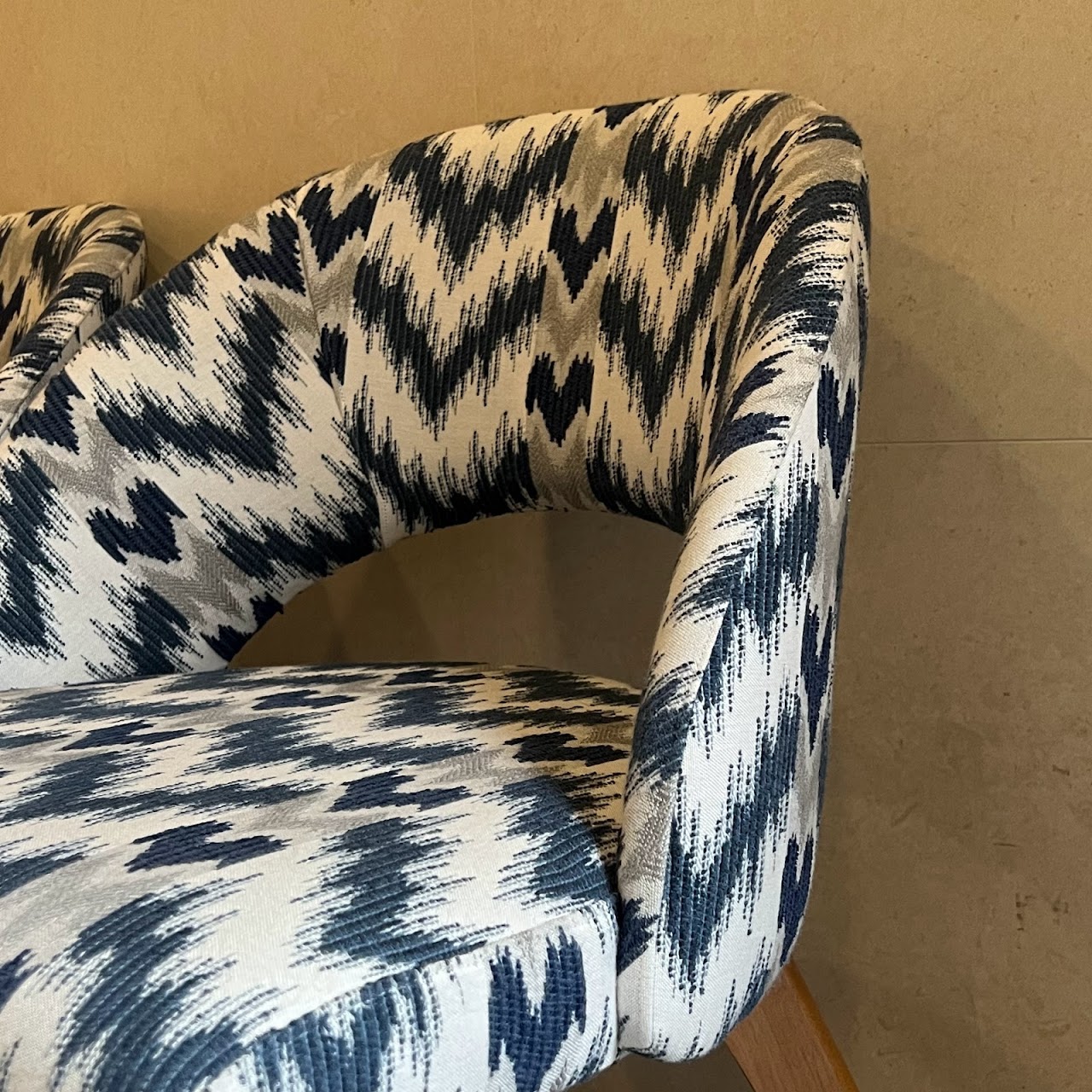 Contemporary Ikat Upholstered Chair Pair #2