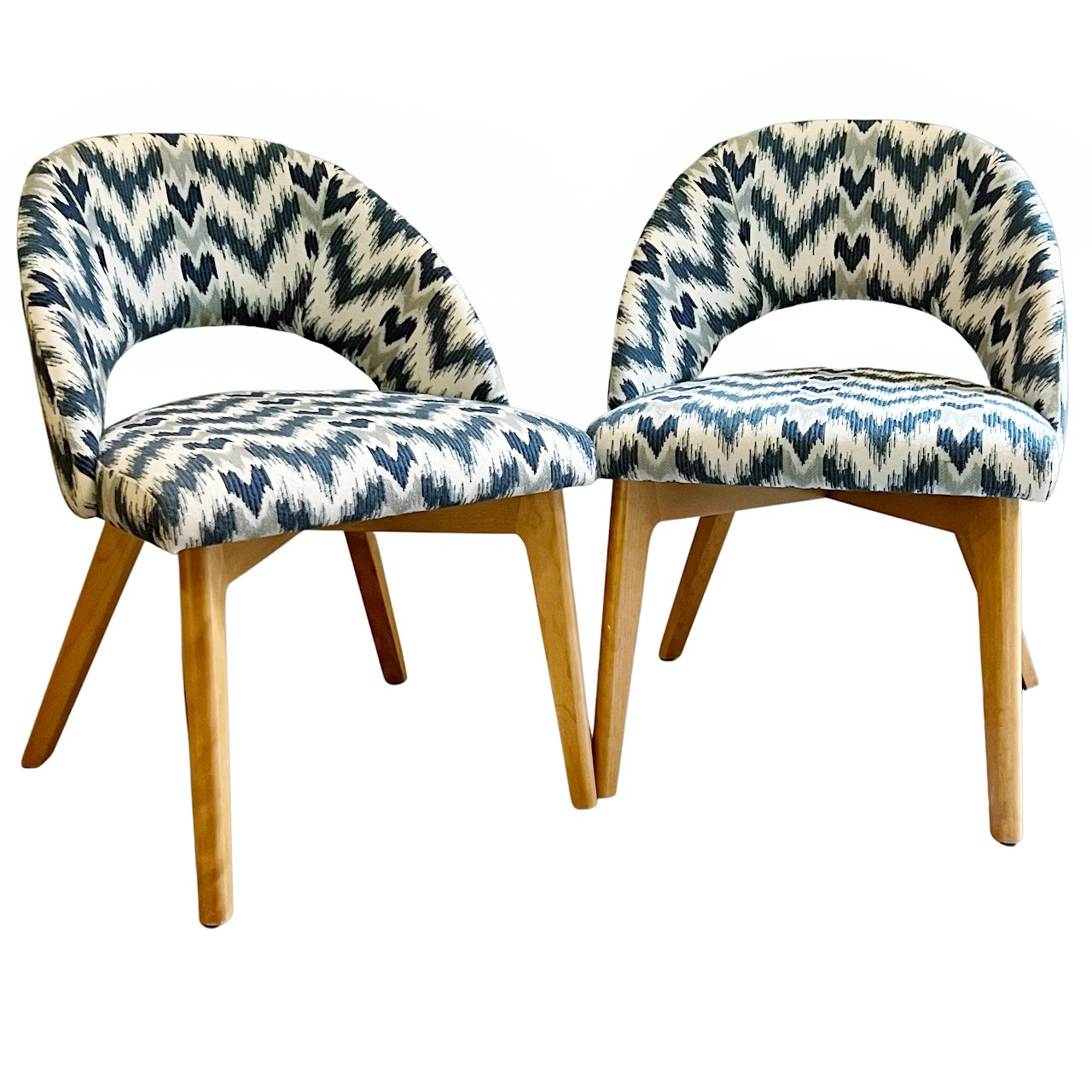 Contemporary Ikat Upholstered Chair Pair #2