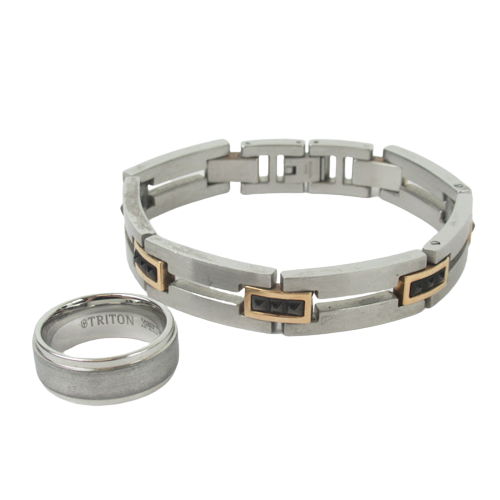 Tungsten & Stainless Steel Jewelry Suite