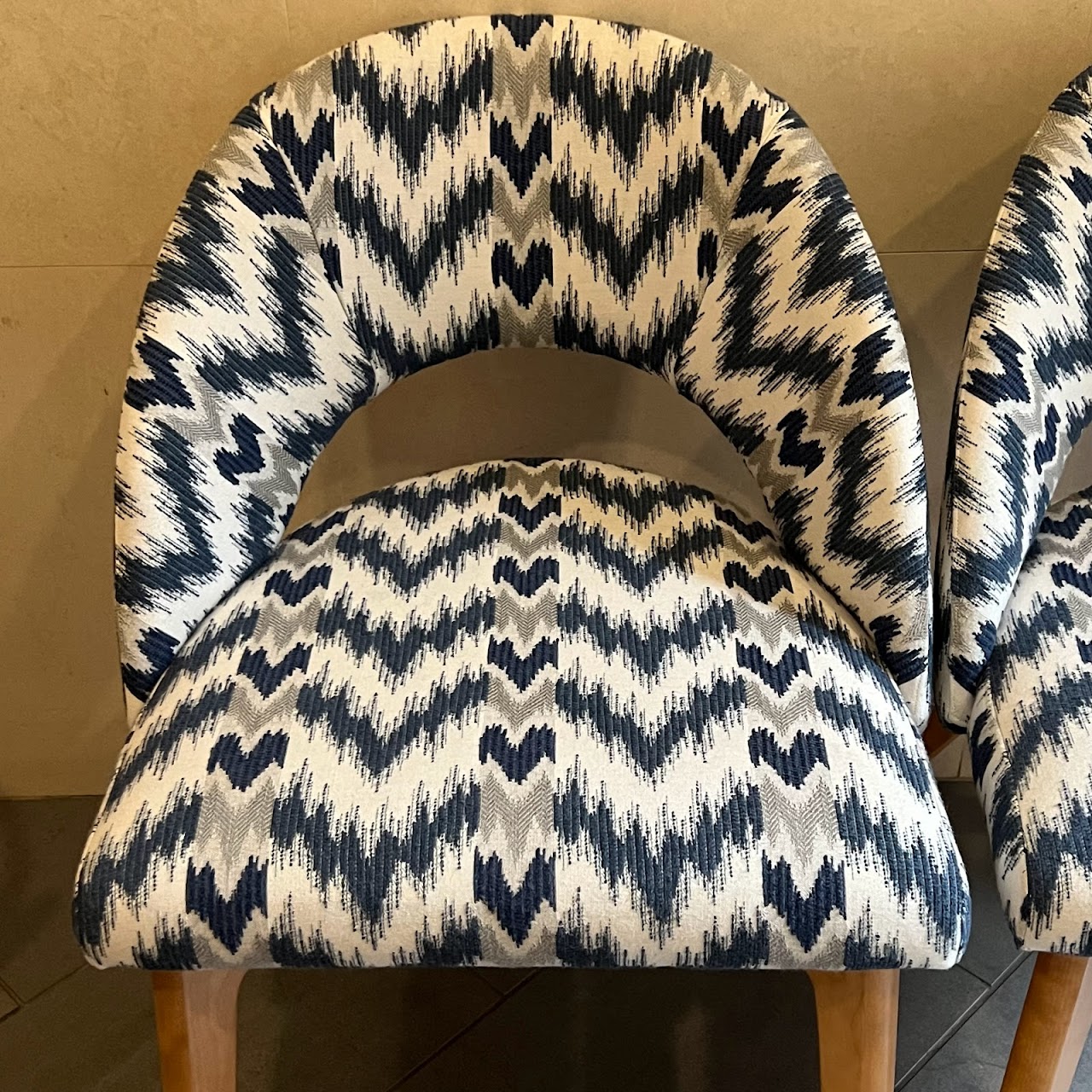 Contemporary Ikat Upholstered Chair Pair #2