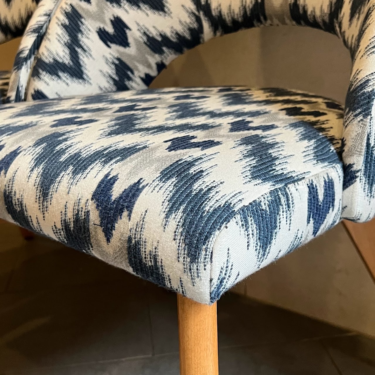 Contemporary Ikat Upholstered Chair Pair #2