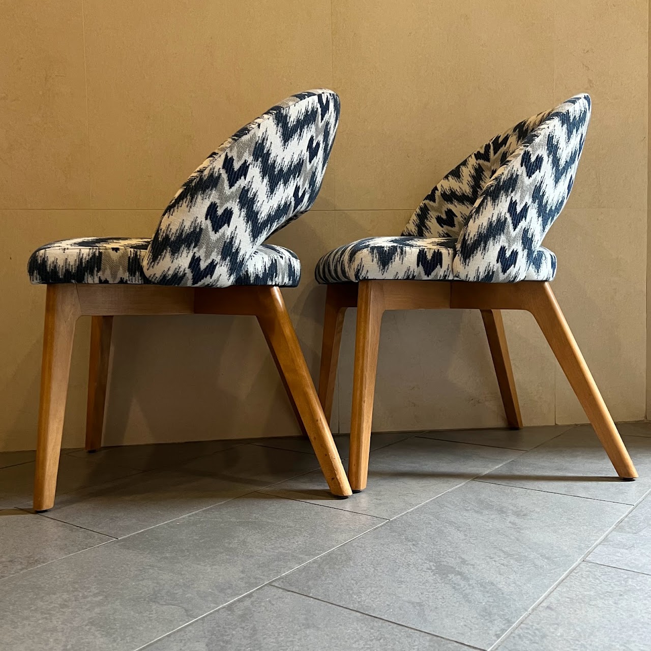 Contemporary Ikat Upholstered Chair Pair #2