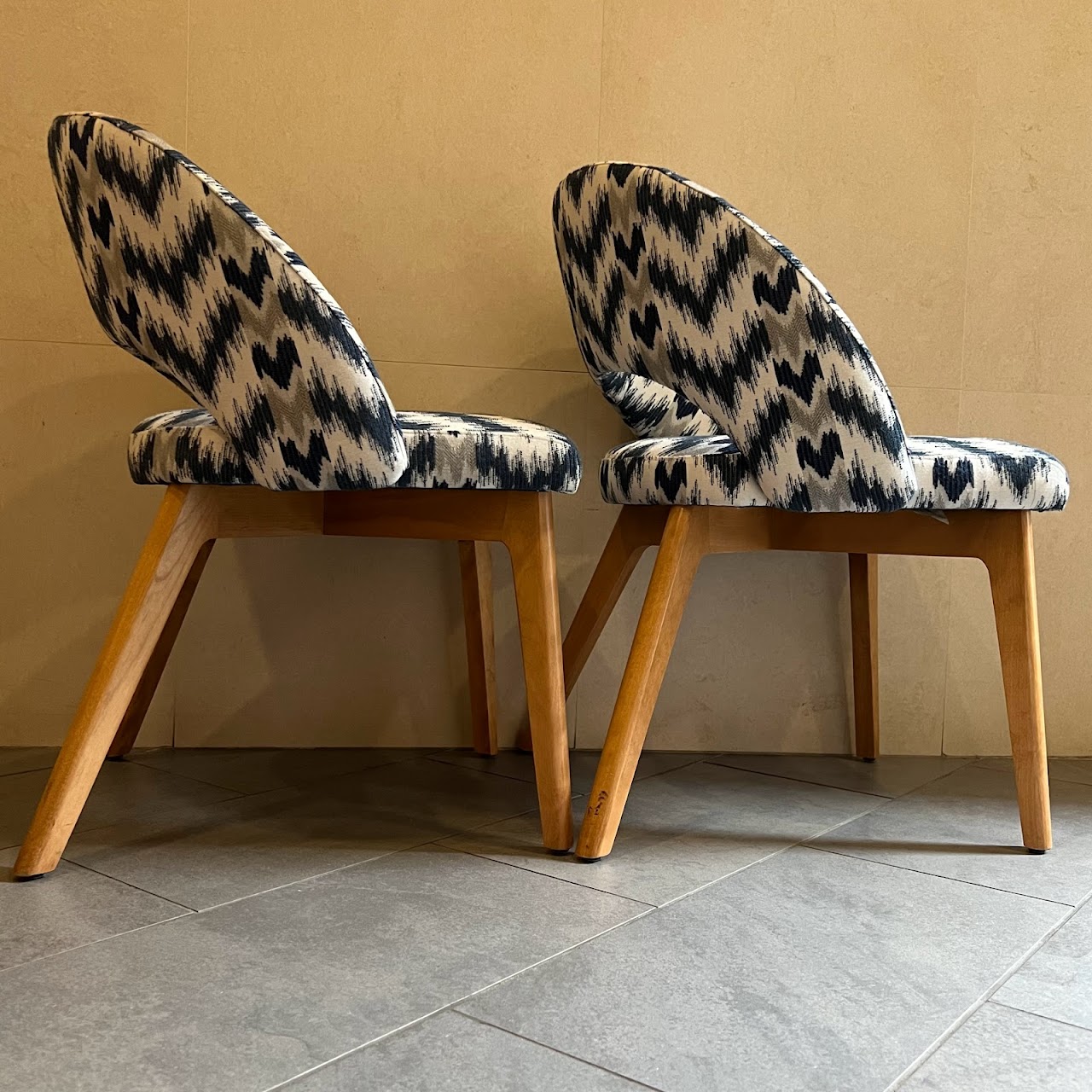 Contemporary Ikat Upholstered Chair Pair #2