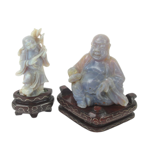 Carved Opal Buddha Duo