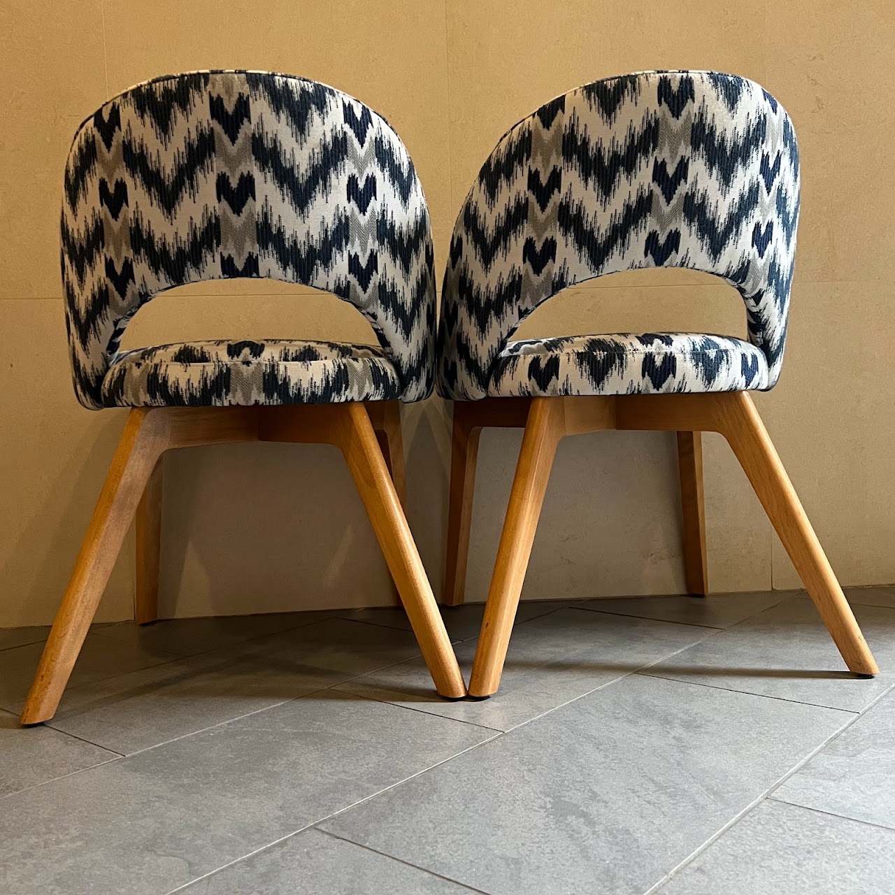 Contemporary Ikat Upholstered Chair Pair #2