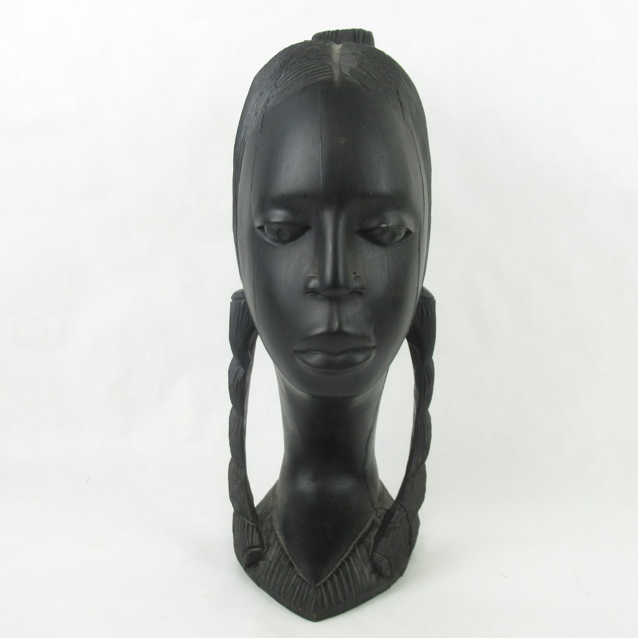 Carved Wood Female Bust Sculpture