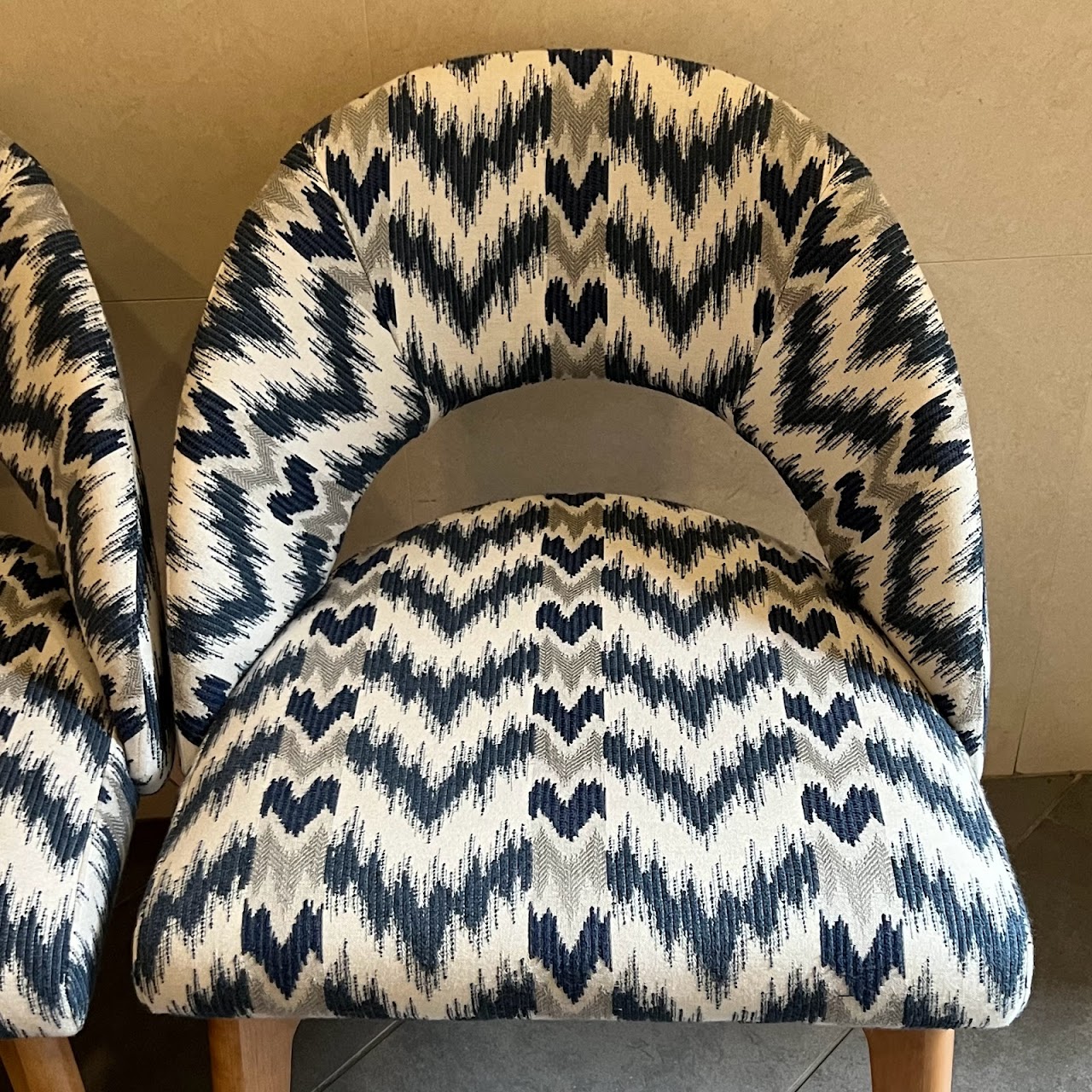 Contemporary Ikat Upholstered Chair Pair #2