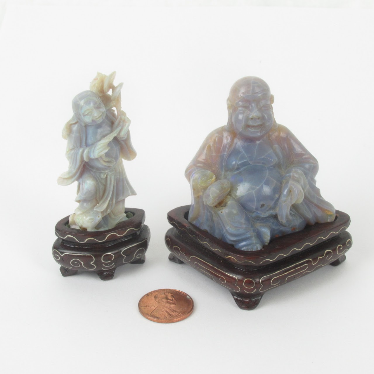 Carved Opal Buddha Duo