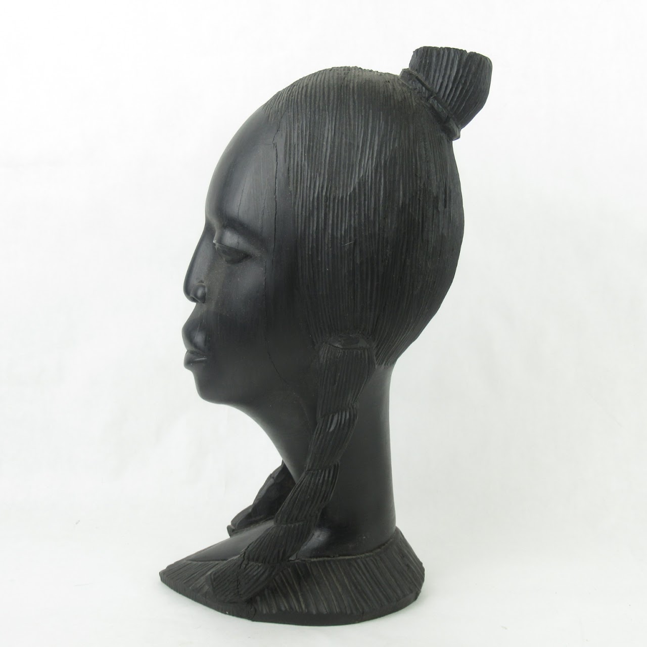 Carved Wood Female Bust Sculpture