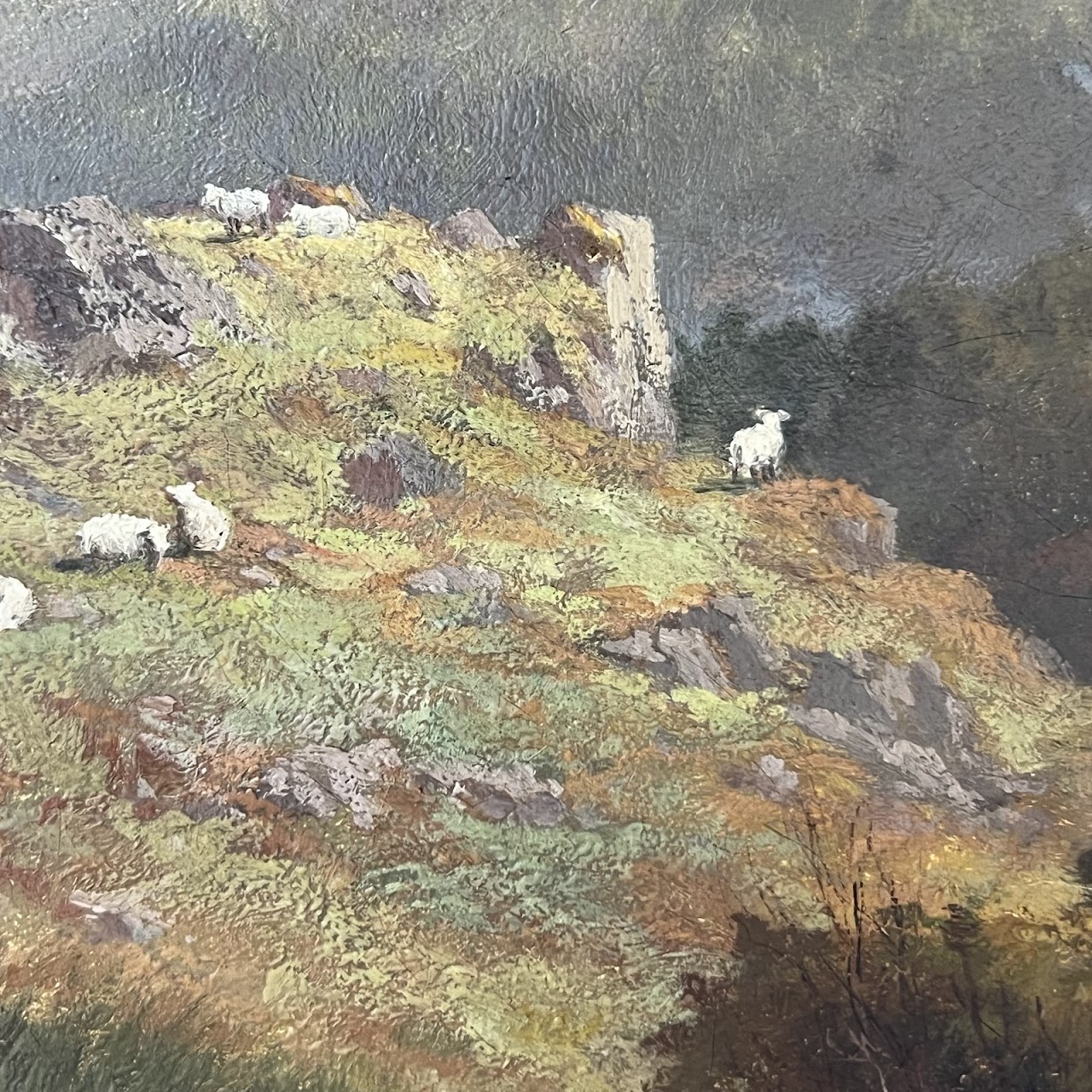 George Cammidge Antique Grazing Sheep in North Wales Painting