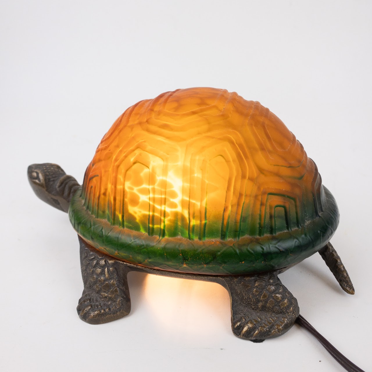 Amber Glass Turtle Table Lamp