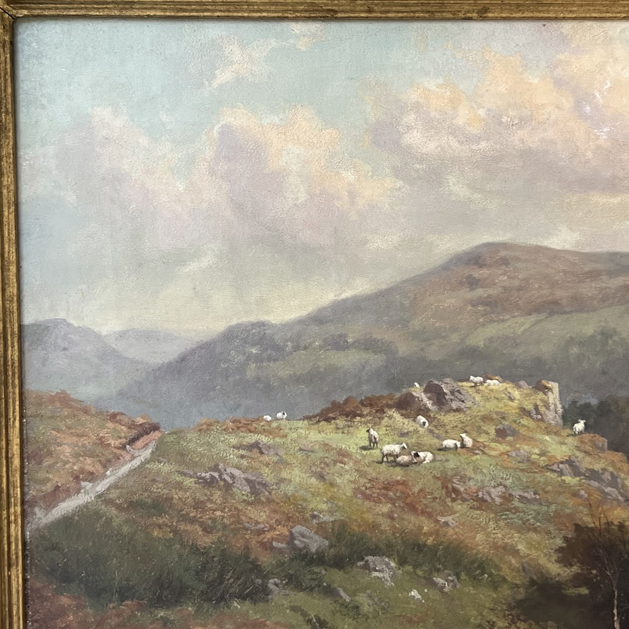 George Cammidge Antique Grazing Sheep in North Wales Painting