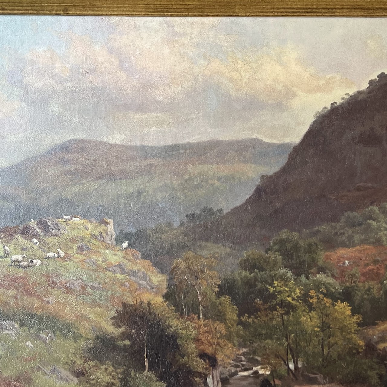 George Cammidge Antique Grazing Sheep in North Wales Painting