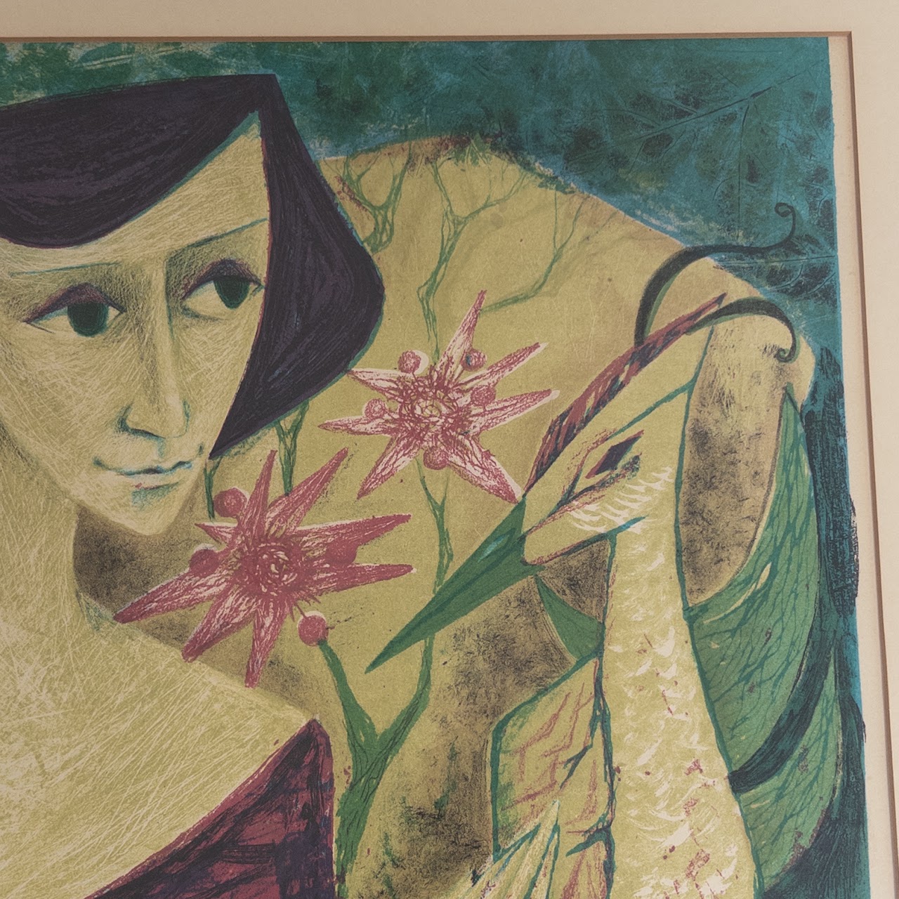 Jane Stouffer Signed Mid-Century Lithograph