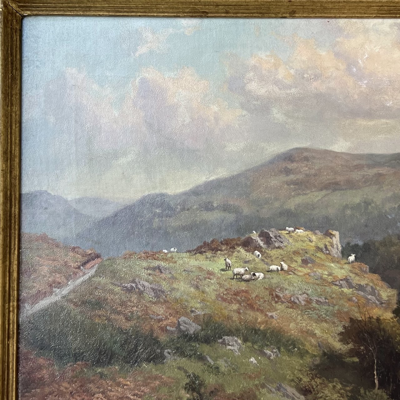 George Cammidge Antique Grazing Sheep in North Wales Painting