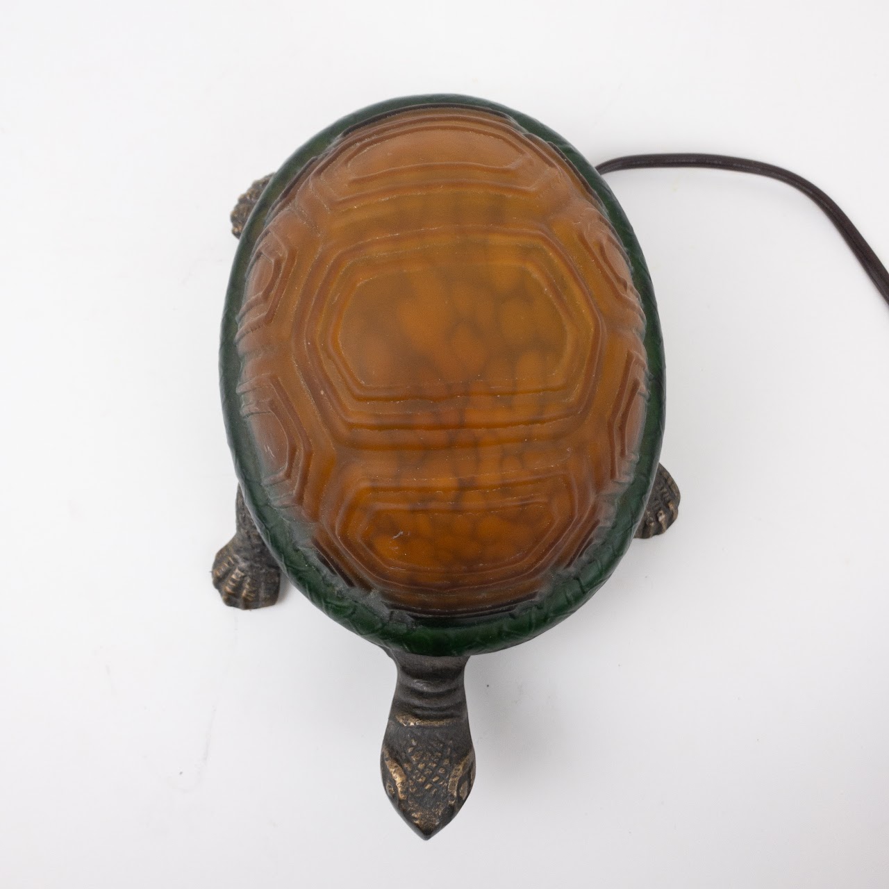 Amber Glass Turtle Table Lamp