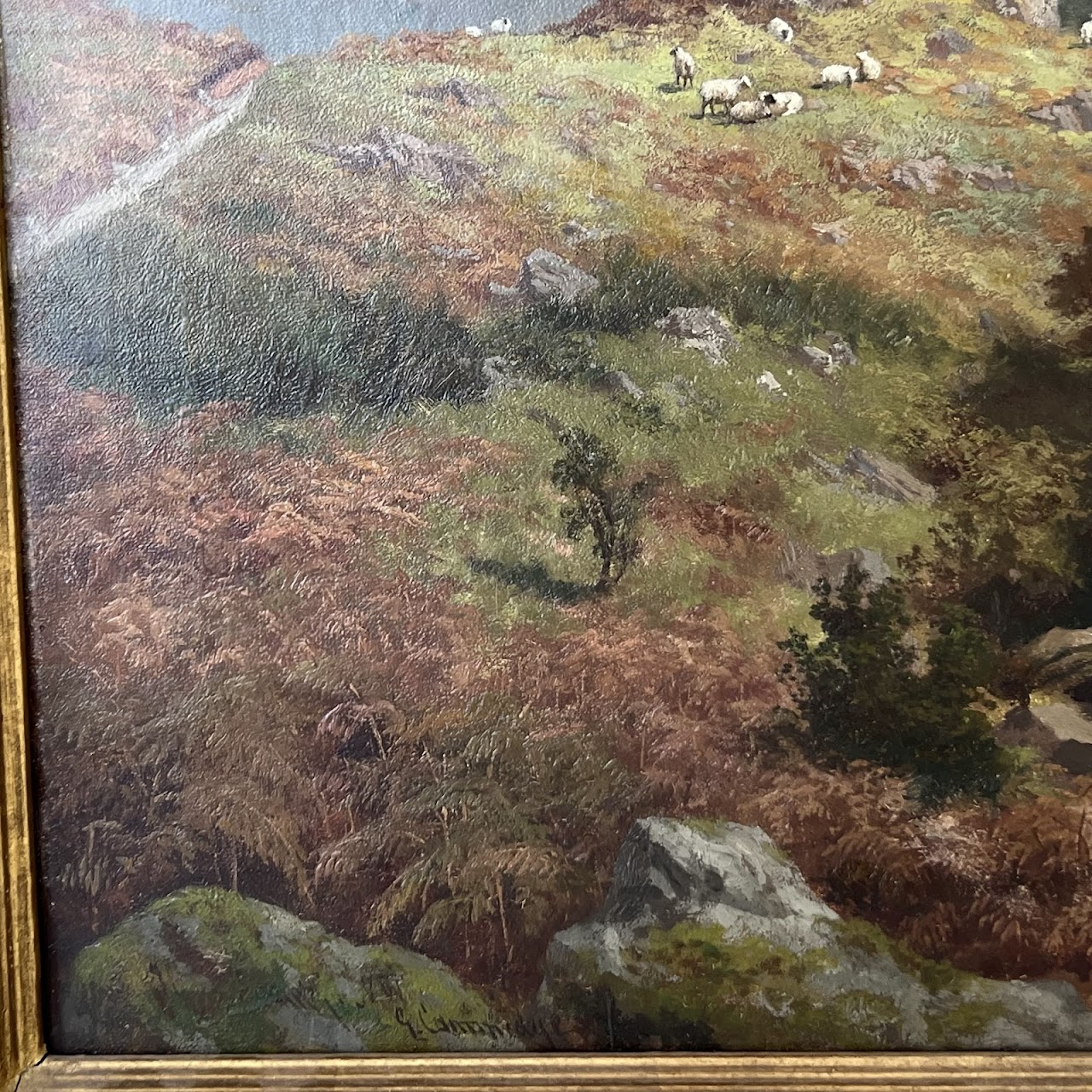 George Cammidge Antique Grazing Sheep in North Wales Painting