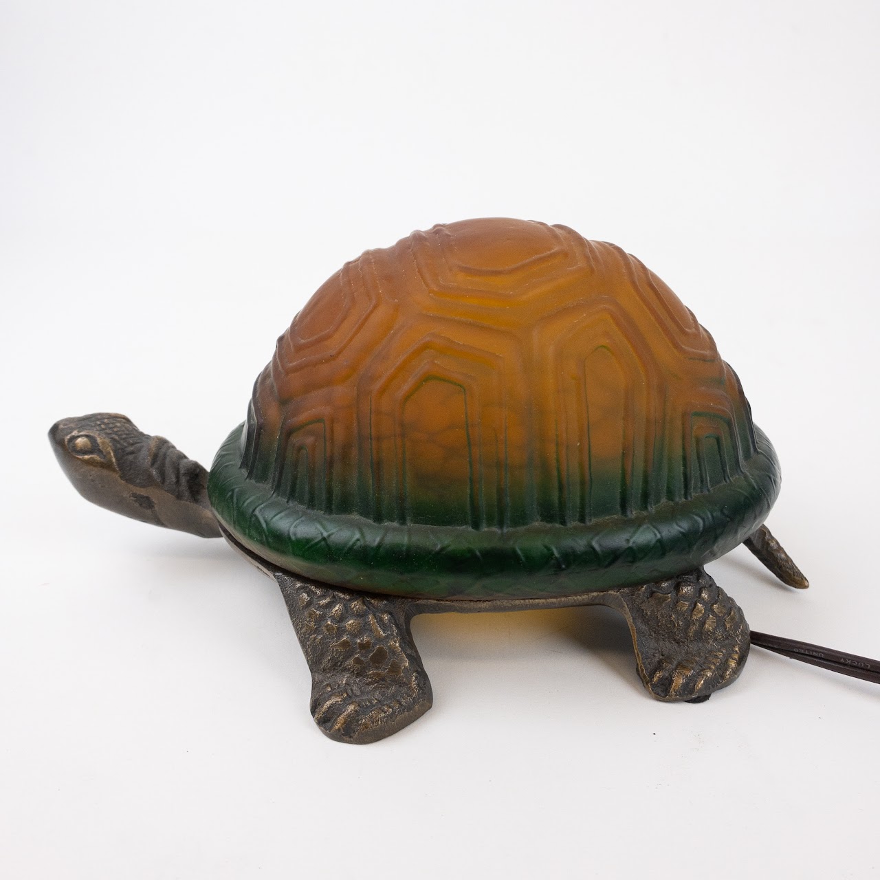 Amber Glass Turtle Table Lamp