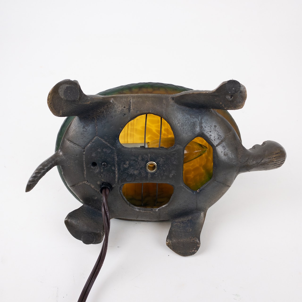 Amber Glass Turtle Table Lamp