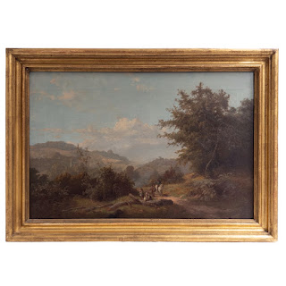 Antique British Countryside Road Oil Painting