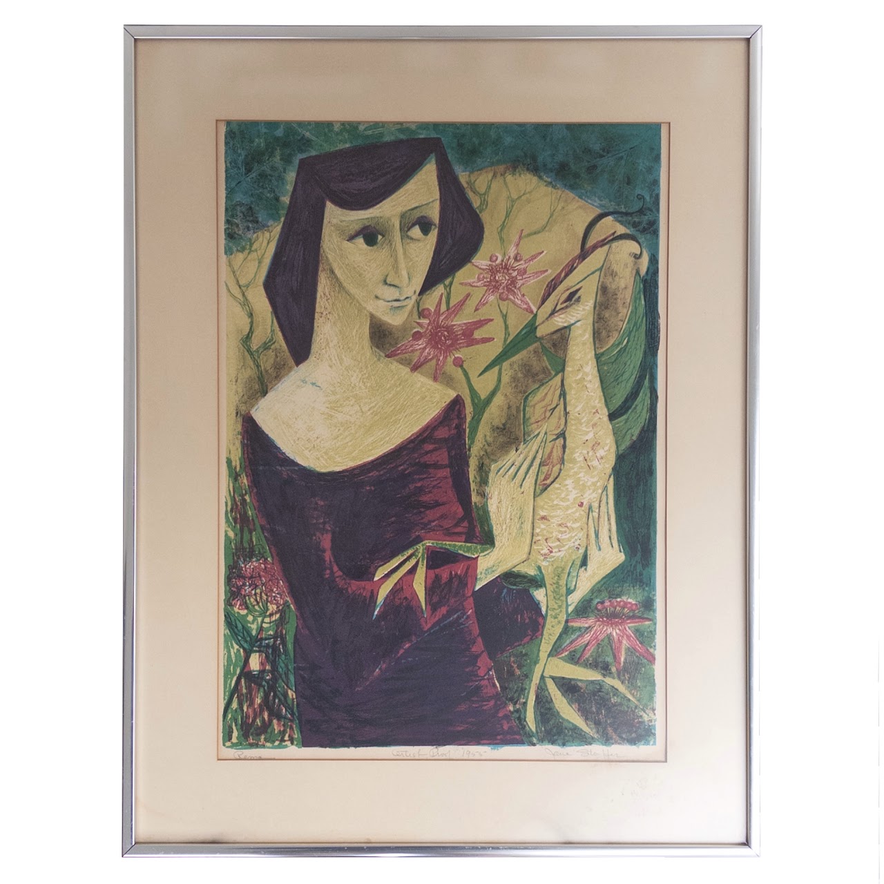 Jane Stouffer Signed Mid-Century Lithograph