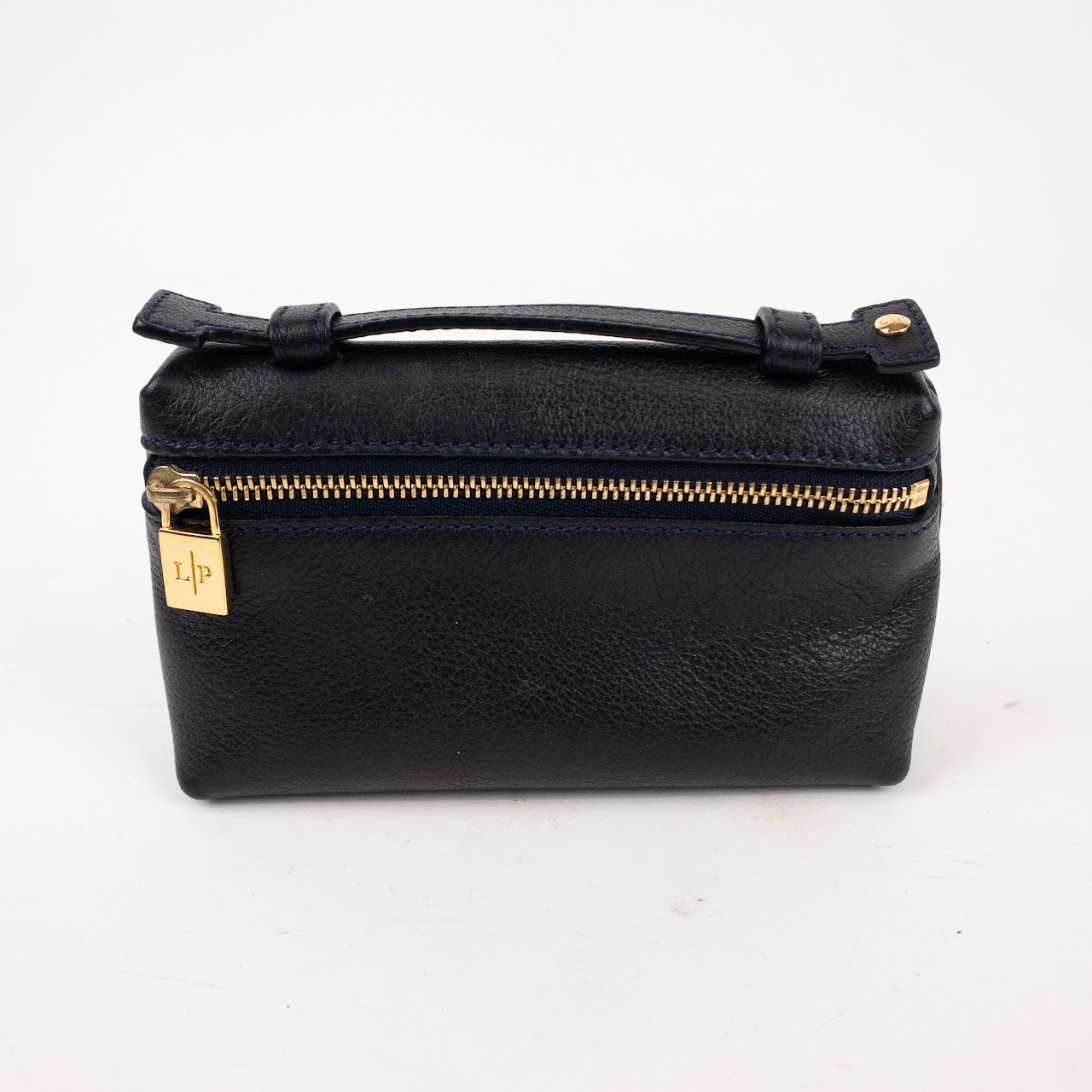 Loro Piana Black Leather Zip Pouch