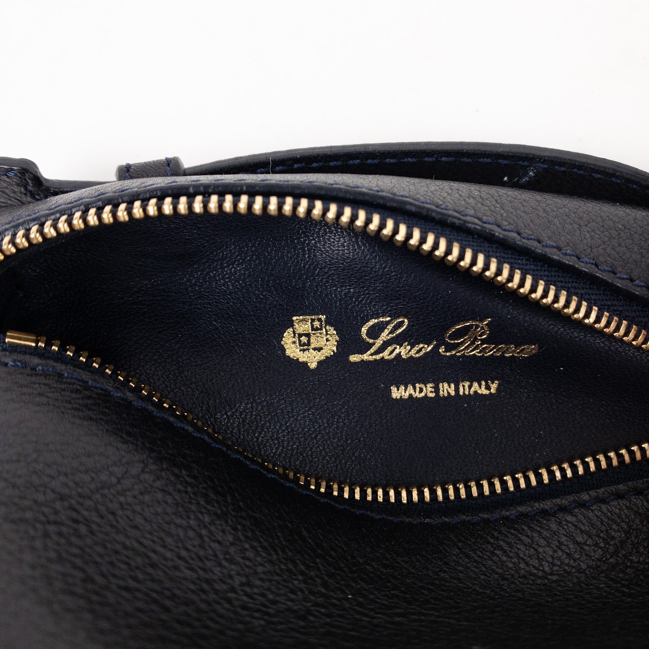 Loro Piana Black Leather Zip Pouch