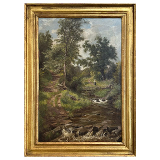 George Cammidge Antique Woman By a Brook Painting