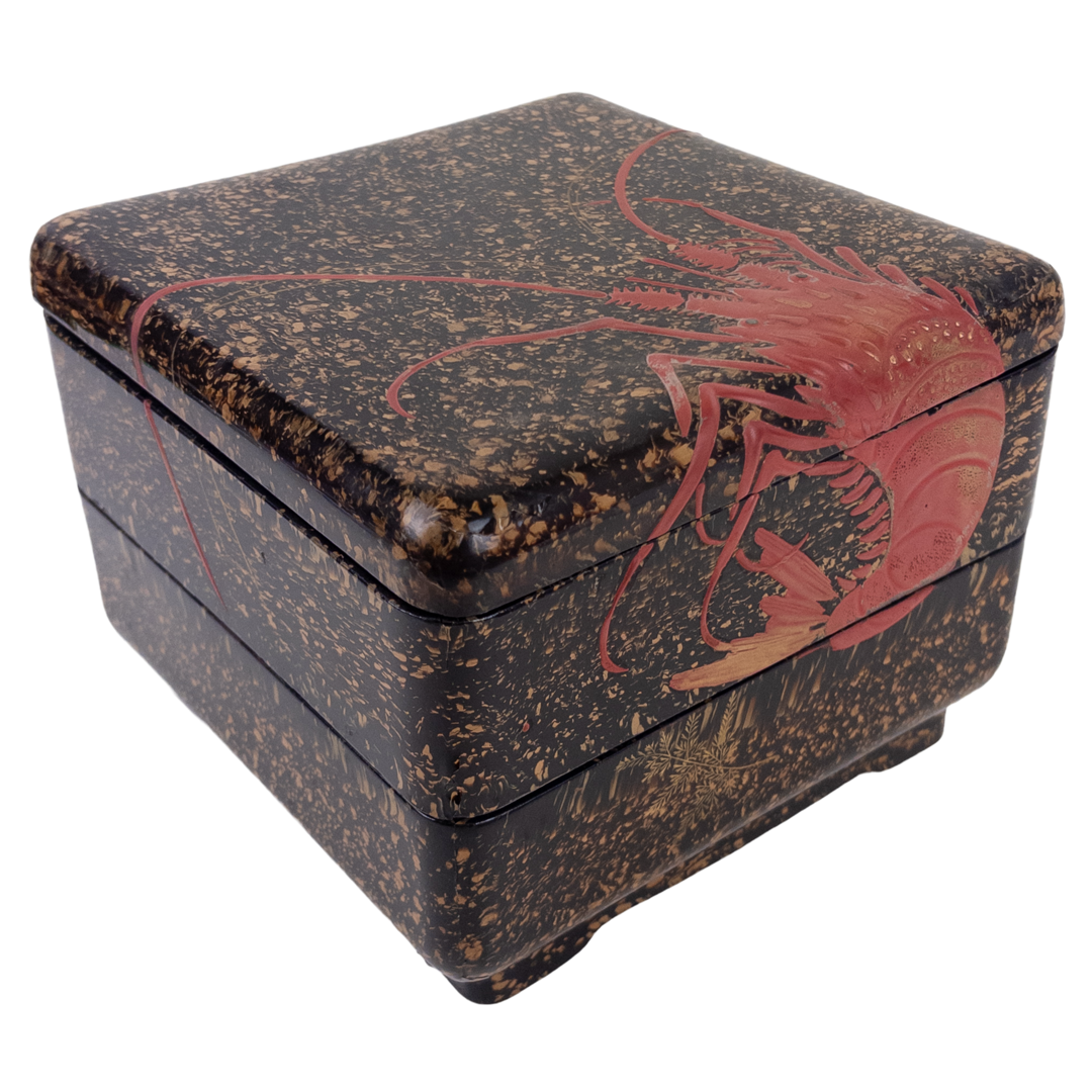 Japanese Urushi Lacquered Lobster Two-Tiered Box