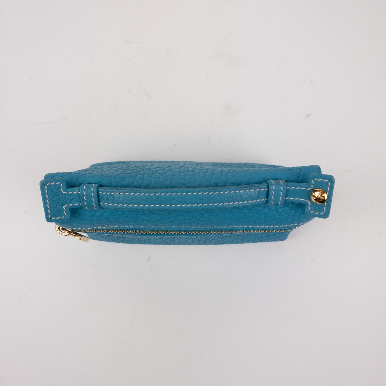 Loro Piana Turquoise Leather Zip Pouch