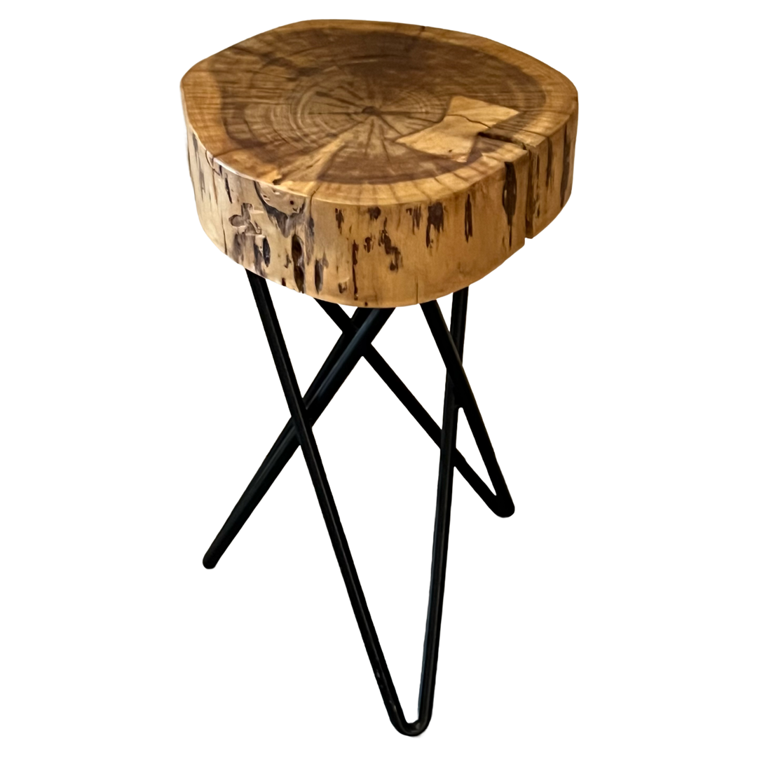 Acacia Wood Slab Top Hairpin Leg Accent Table