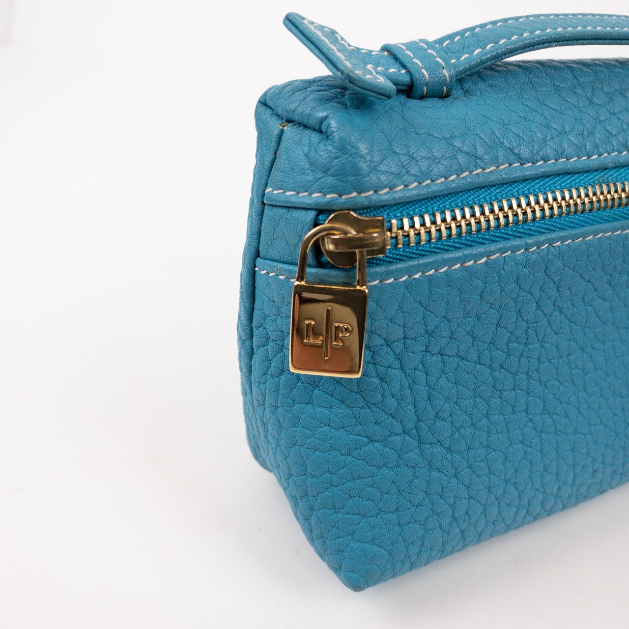 Loro Piana Turquoise Leather Zip Pouch