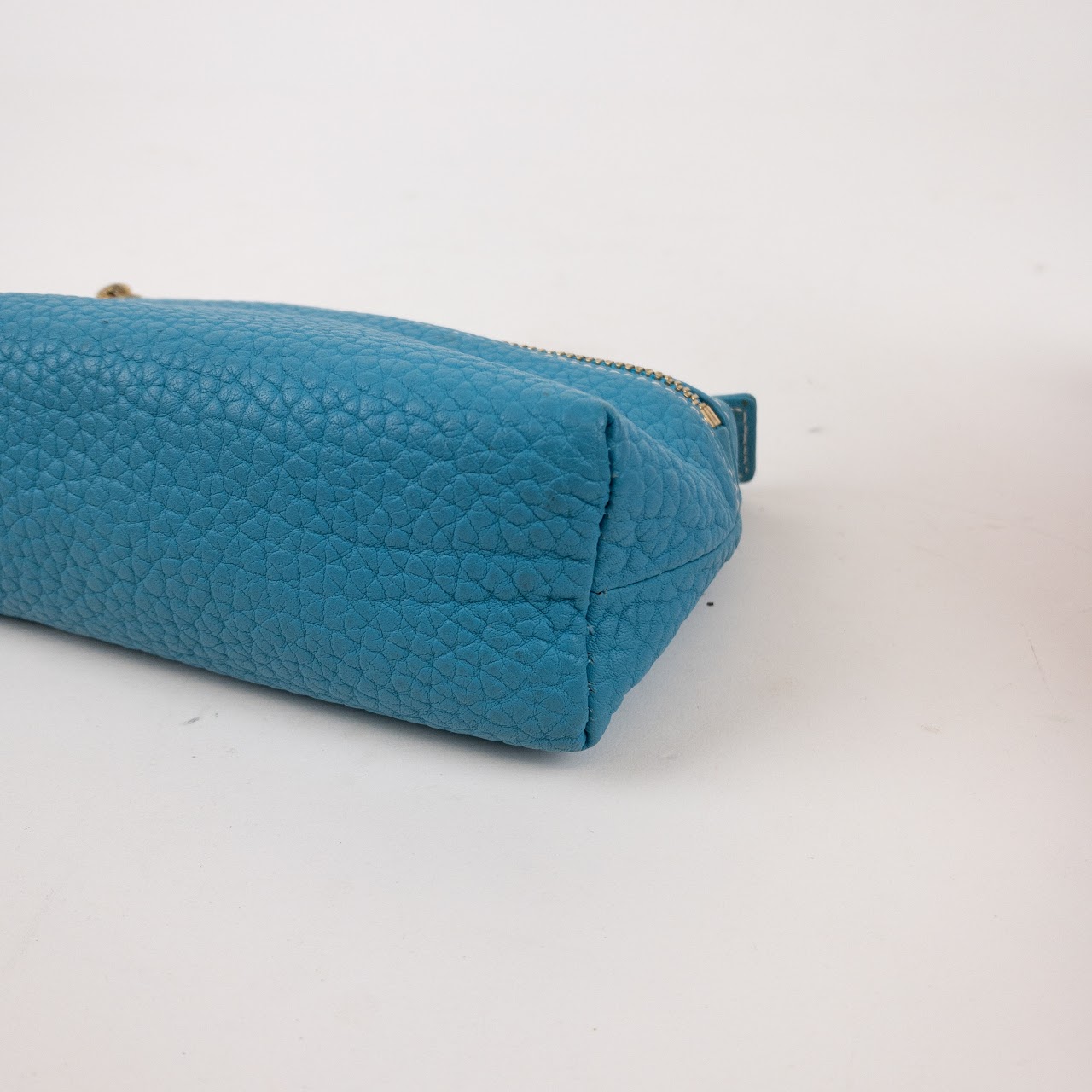 Loro Piana Turquoise Leather Zip Pouch