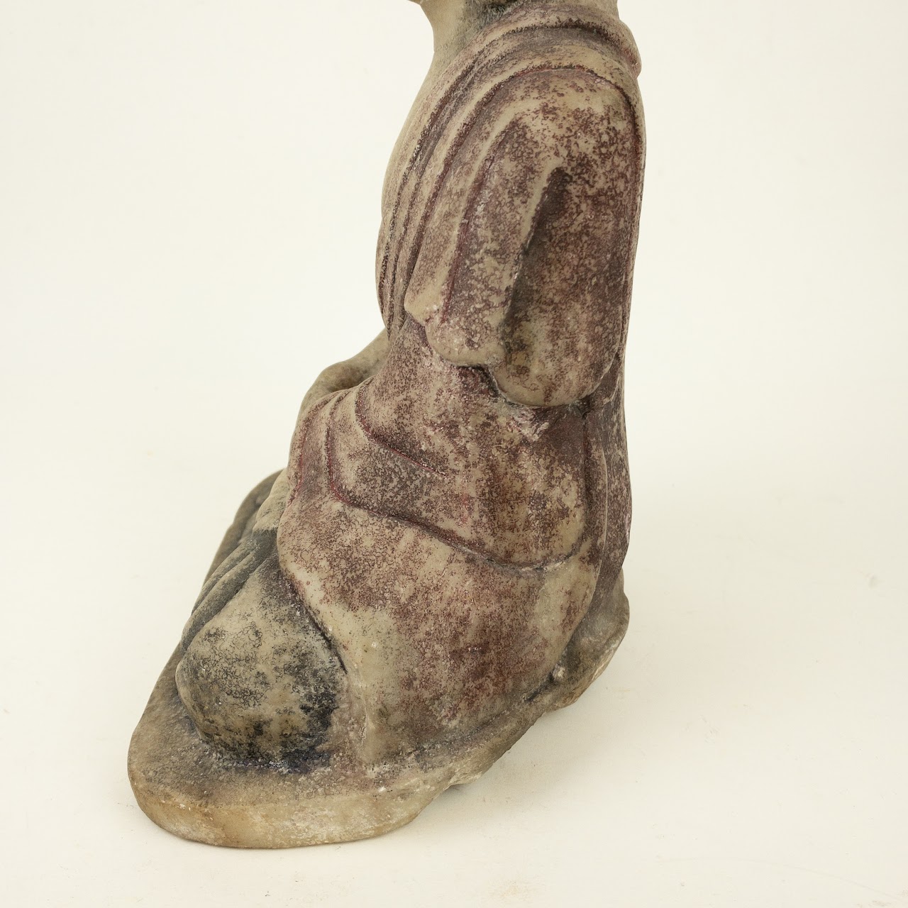 Polychrome Carved Marble Buddha Sculpture