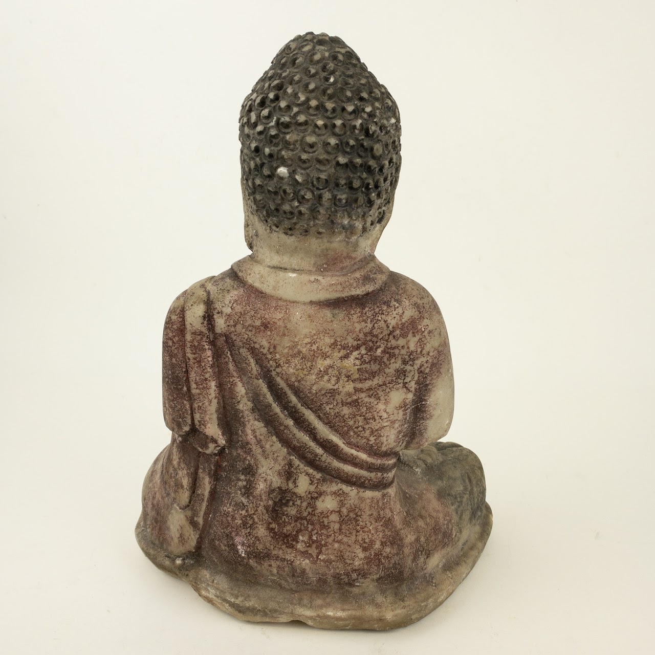 Polychrome Carved Marble Buddha Sculpture