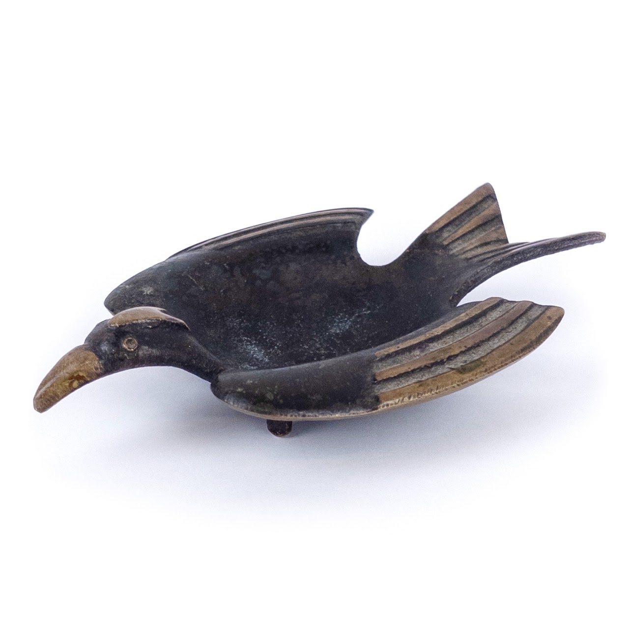 Mid-Century Modern Miniature Bronze Bird Trinket Dish