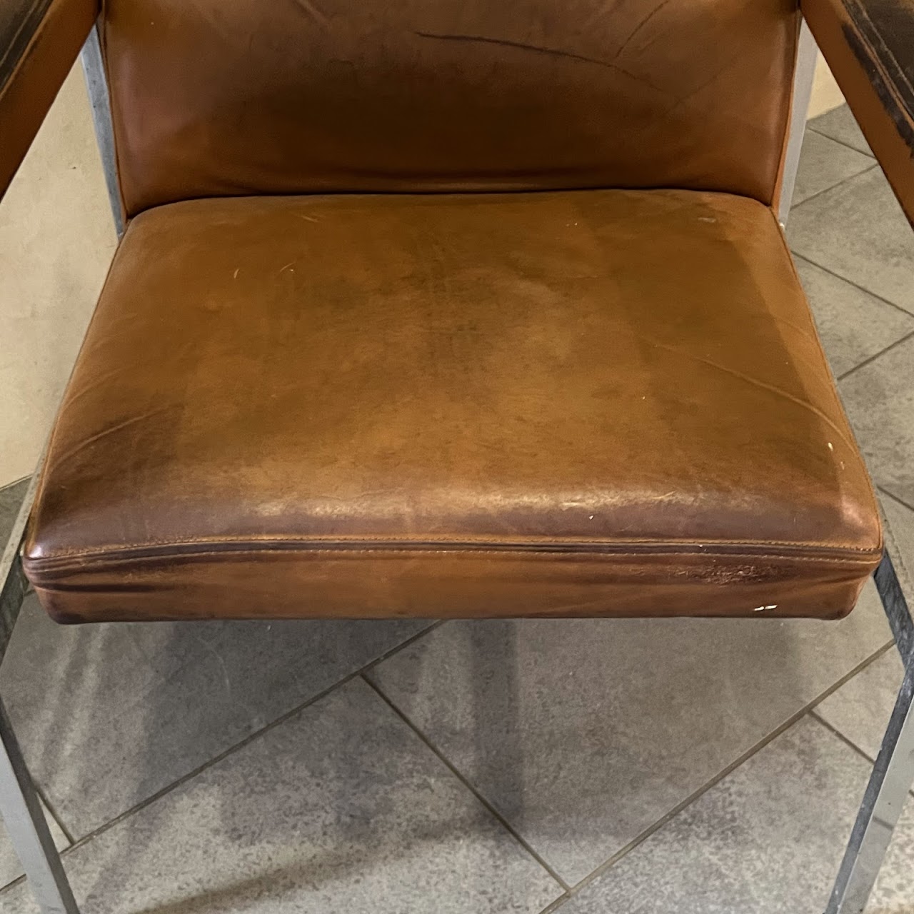 Fritz Hansen Danish Modern Leather and Steel High-Back Armchair