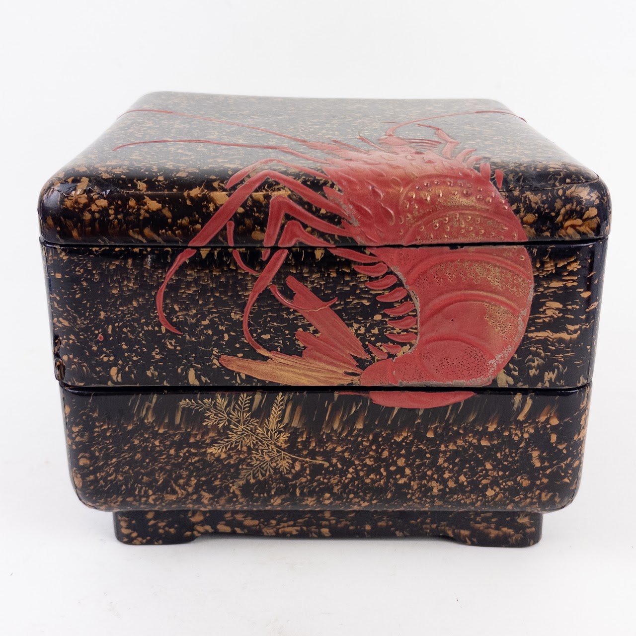 Japanese Urushi Lacquered Lobster Two-Tiered Box