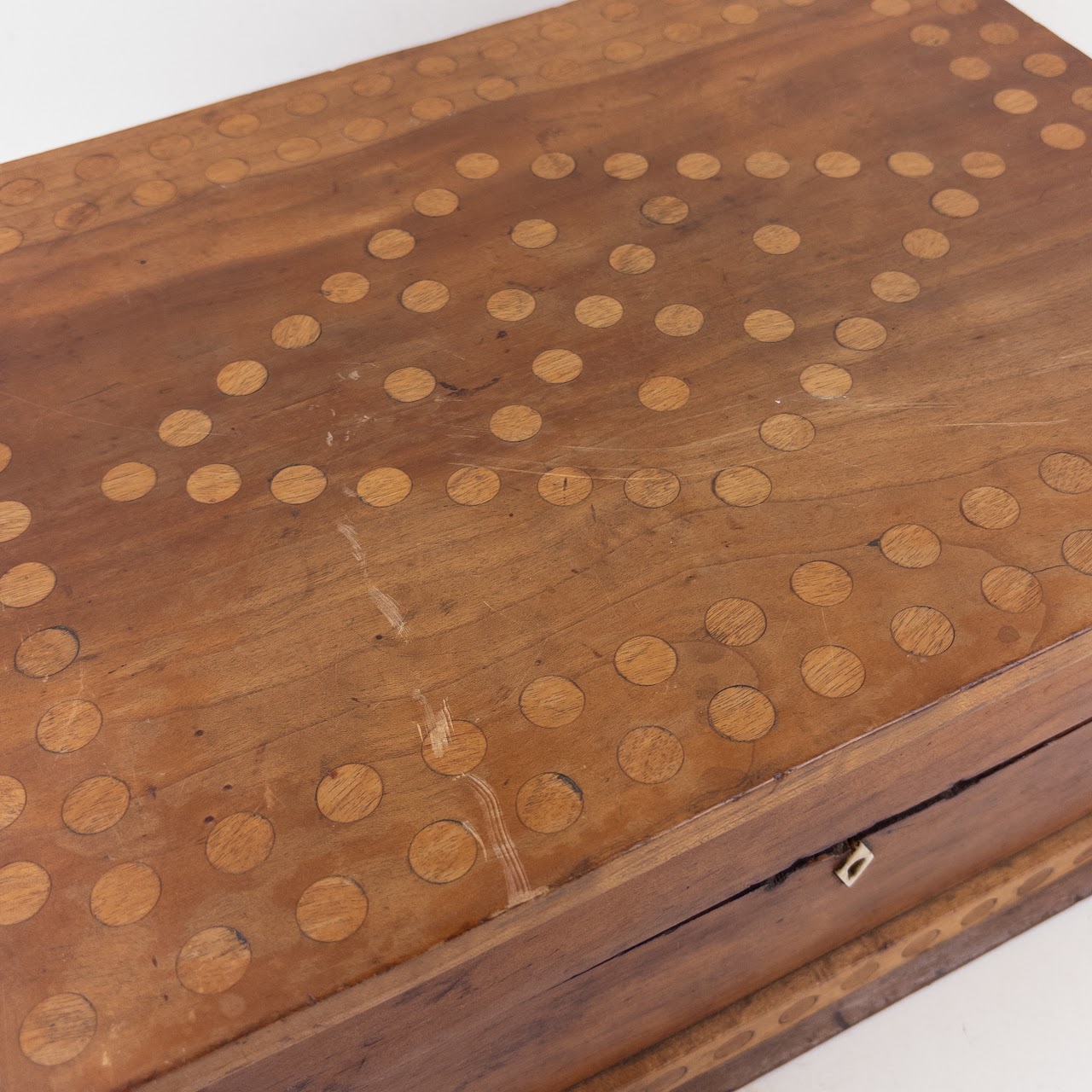 Antique Cherry Circle Inlaid Hand-Built Document Box