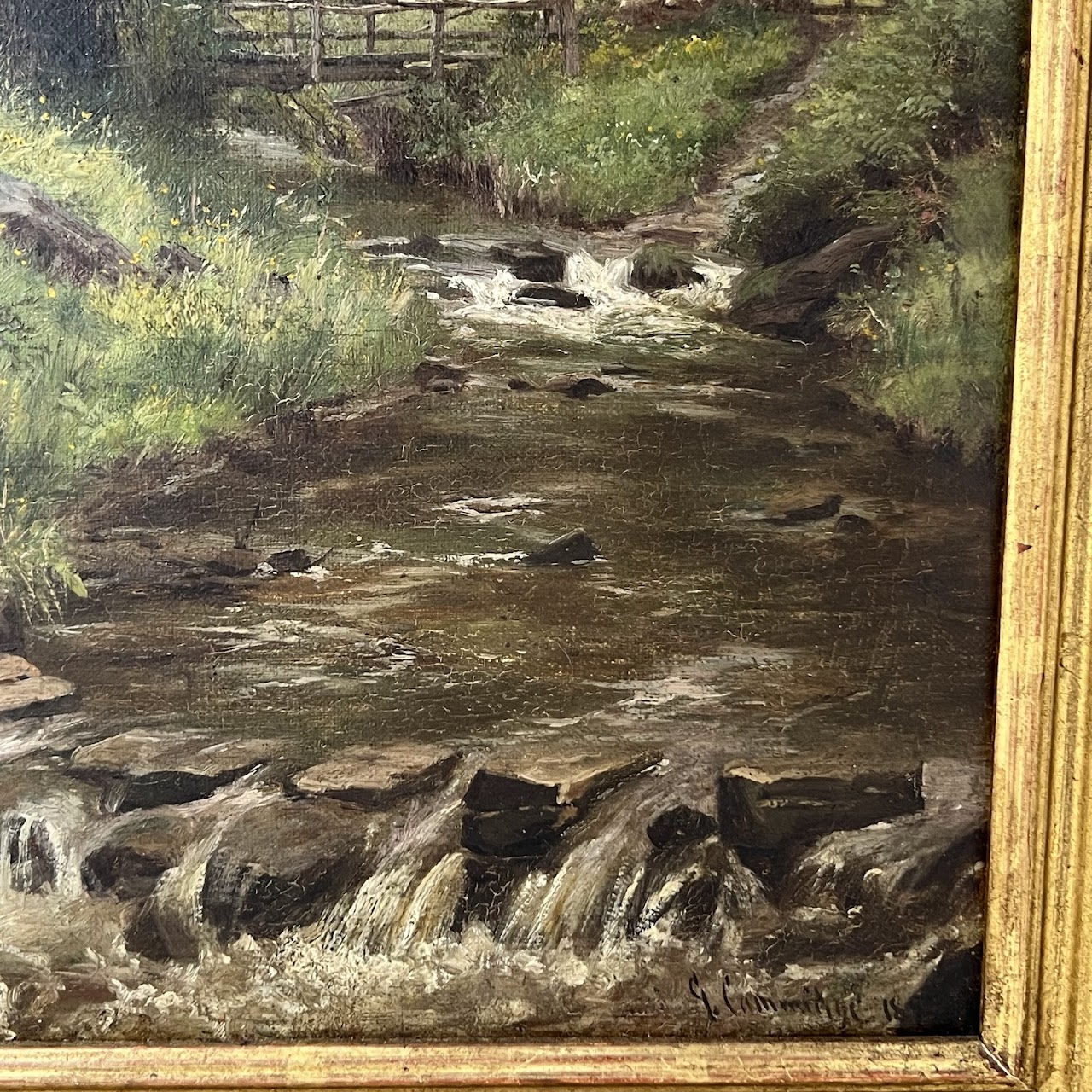 George Cammidge Antique Woman By a Brook Painting