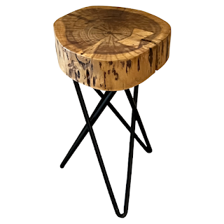 Acacia Wood Slab Top Hairpin Leg Accent Table